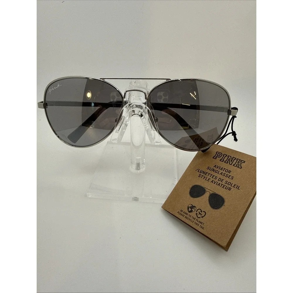 Victoria Secret Authentic PINK Sunglasses Silver Metal Aviator Sunglasses NWT